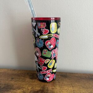New Chucky Horror 22 oz Tumbler Straw Cup Stainless Steel Halloween